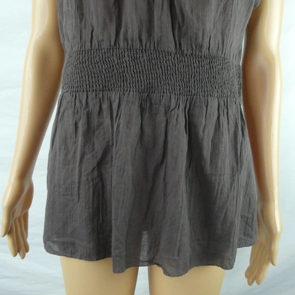 Anthropologie Charcoal Blouse with Red Accents - Picture 5 of 11